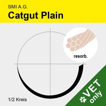 Catgut plain USP 4/0 75cm, HR16 