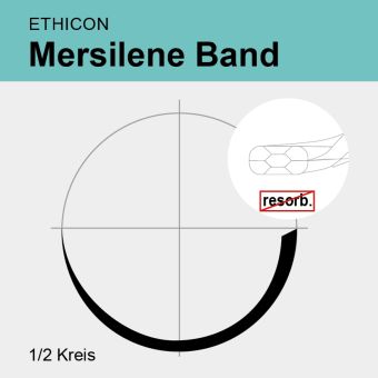 Mersilene Band weiß gefl. 5mm Cervix Band 40cm, 2xBP1 