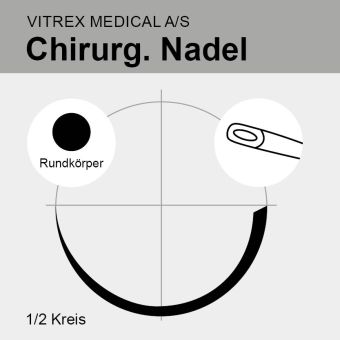 Chir. Nadel 1/2 Kreis Rundkörper HR 24mm N°5, Öhr 