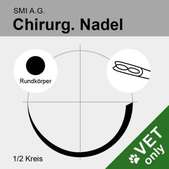 Chir. Nadel 1/2 Kreis Rundkörper HR 25mm N°13, Federöhr 