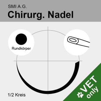 Chir. Nadel 1/2 Kreis Rundkörper HR 30mm N°12, Öhr 