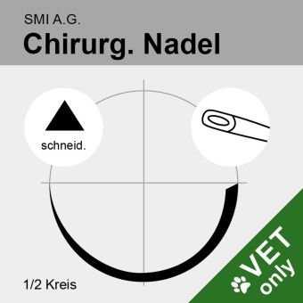 Chir. Nadel 1/2 Kreis schneidend HS 65mm N°3, Öhr 