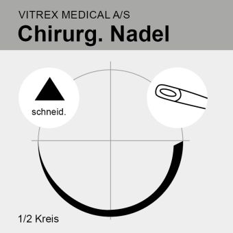 Chir. Nadel 1/2 Kreis schneidend HS 24,5mm N°19, Öhr 