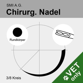 Chir. Nadel 3/8 Kreis Rundkörper DR 32mm N°11, Federöhr 