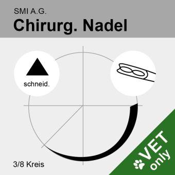 Chir. Nadel 3/8 Kreis schneidend DS 100mm N°000, Federöhr 