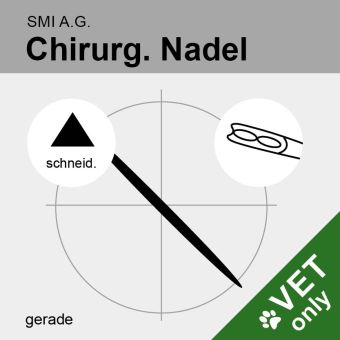 Chir. Nadel gerade schneidend GS 40mm N°9, Federöhr 