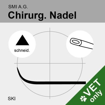 Chir. Nadel halbgebogen (SKI) schneidend 65mm N°3, Öhr 