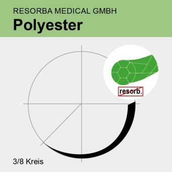 Polyester grün gefl. USP 3/0 75cm, DS24 