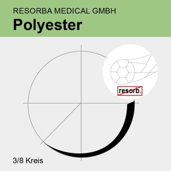 Polyester weiß gefl. USP 4/0 45cm, DS18F 