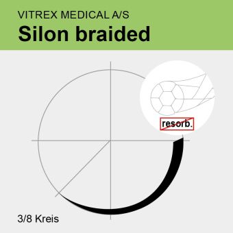 Silon white braid. USP 1 2x75cm, DS38 