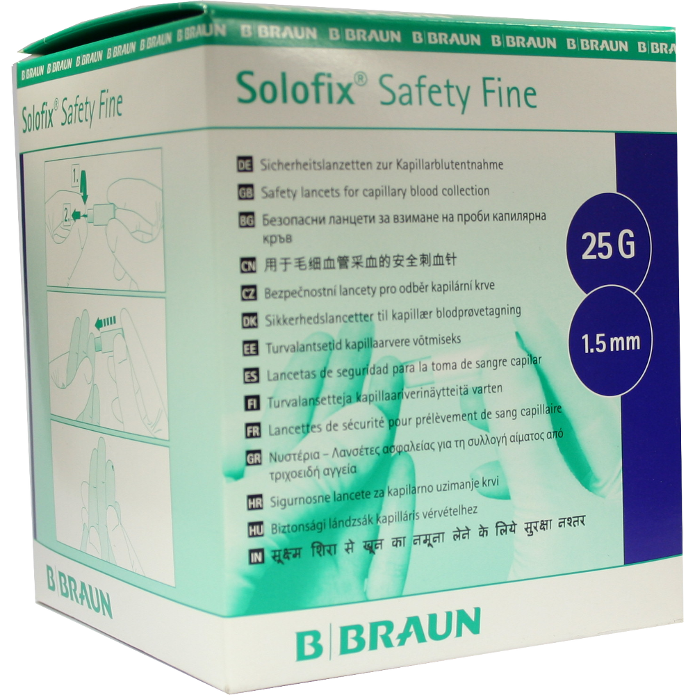 omega medical Onlineshop | Solofix Safety Fine Lanzetten 25 Gx1,5 mm blau